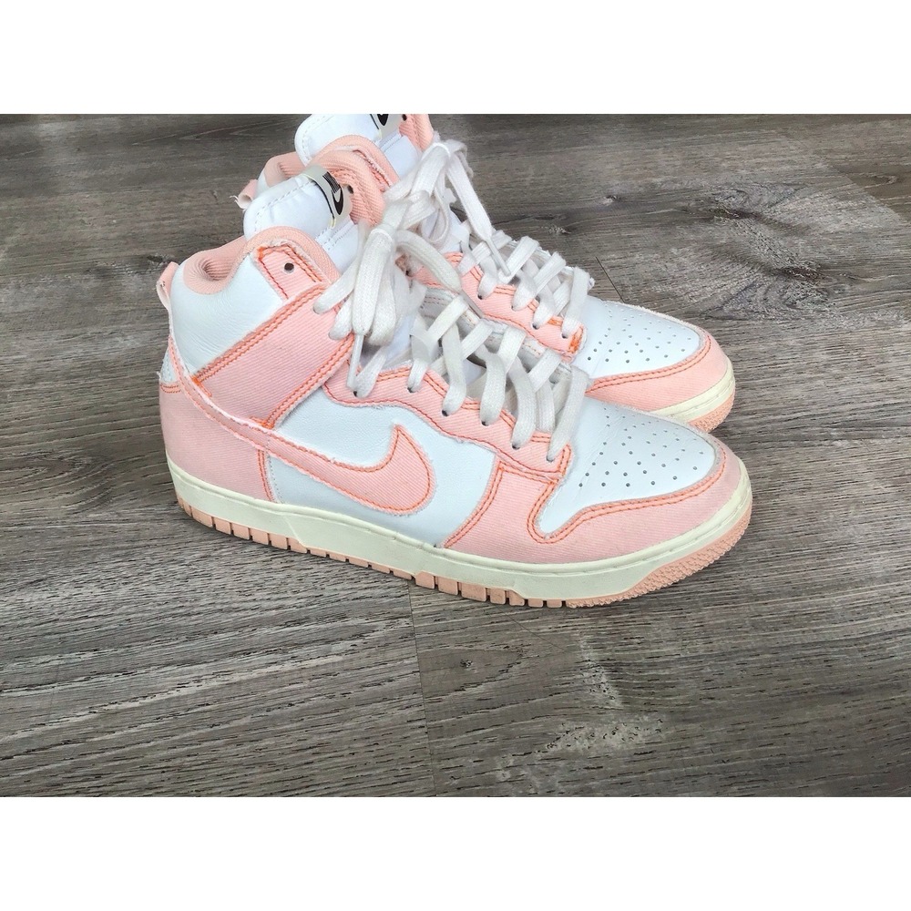 Nike Dunk Hi Womens 8.5 Arctic Orange White High Top Denim Sneakers DV1143-800